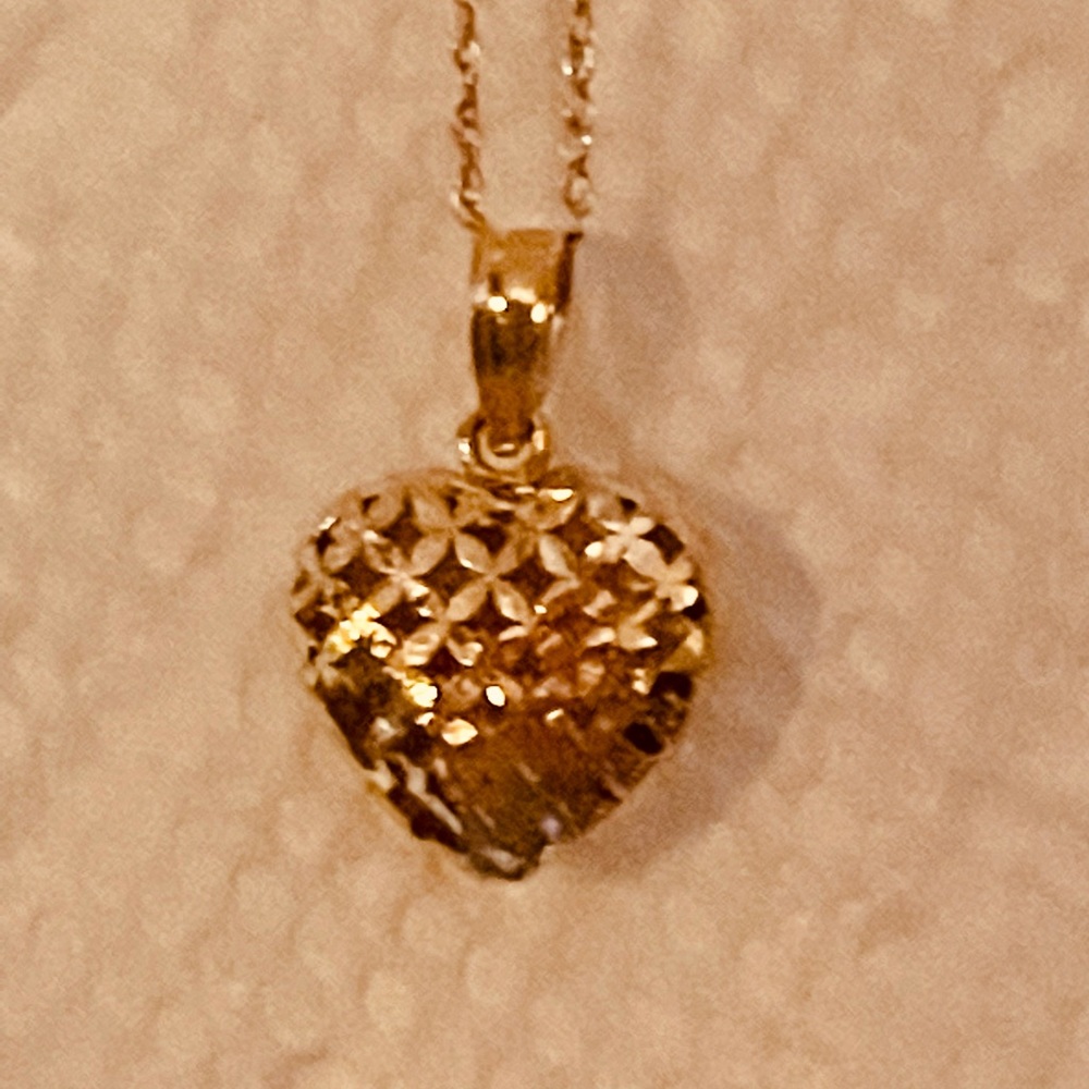 Gold Filigree Heart Necklace in 10K Gold